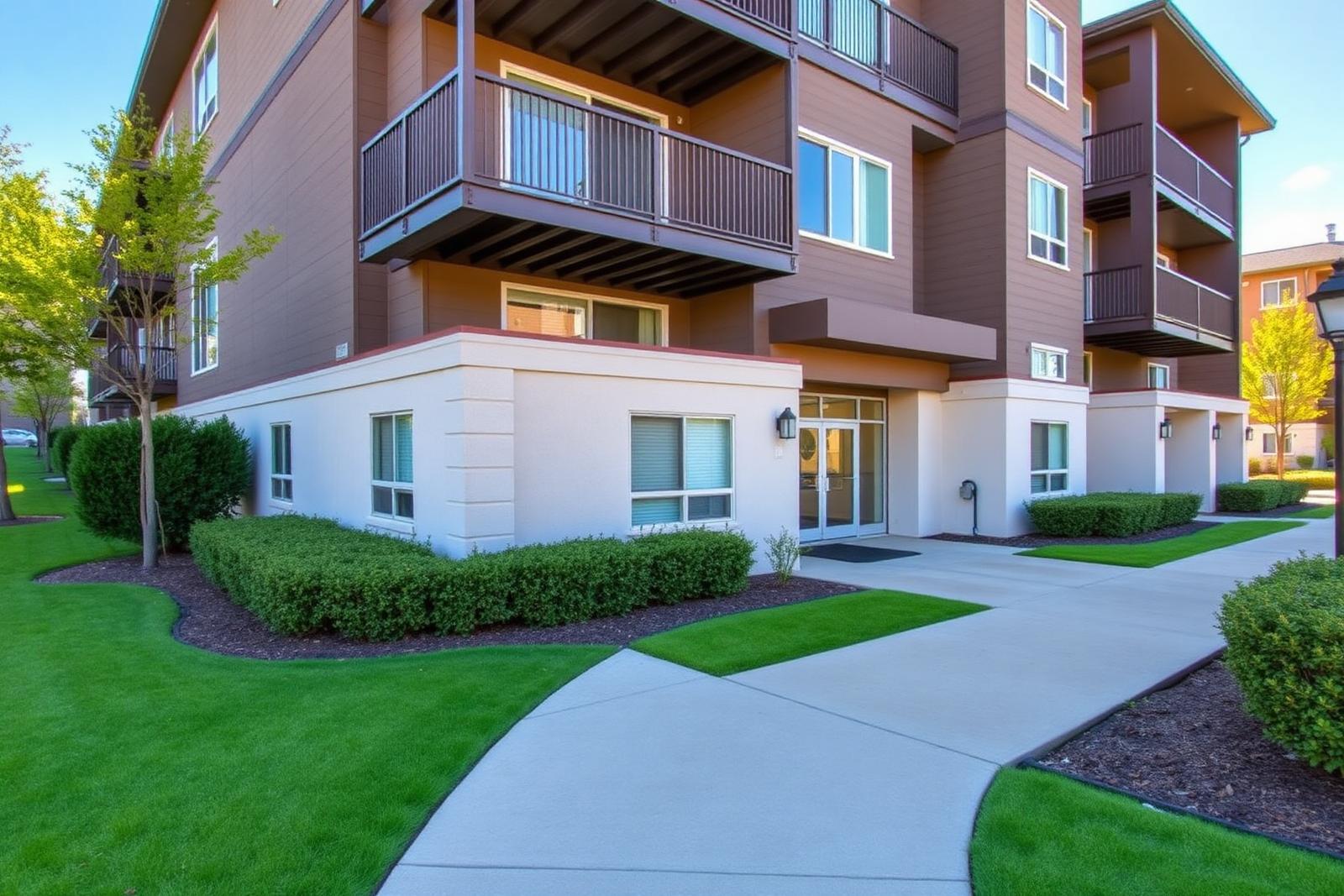 Apartment complex exterior cleaned by DT Soft Wash